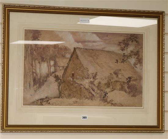 Sir Frank Brangwyn, watercolour and pencil on paper, Montrevil, initialled, 37 x 60cm